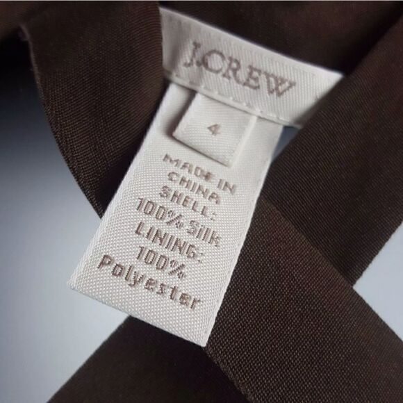 J. Crew Size 4 Brown Silk Tricotine Robin Short Dress Formal Crisscross Straps - Picture 8 of 10